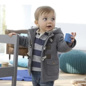 Casual Baby Boys Girls Warm Autumn Winter Long Sleeve Hooded Fleece Coat Horn Button Anorak Jacket Daily Wear For 1st Year Old