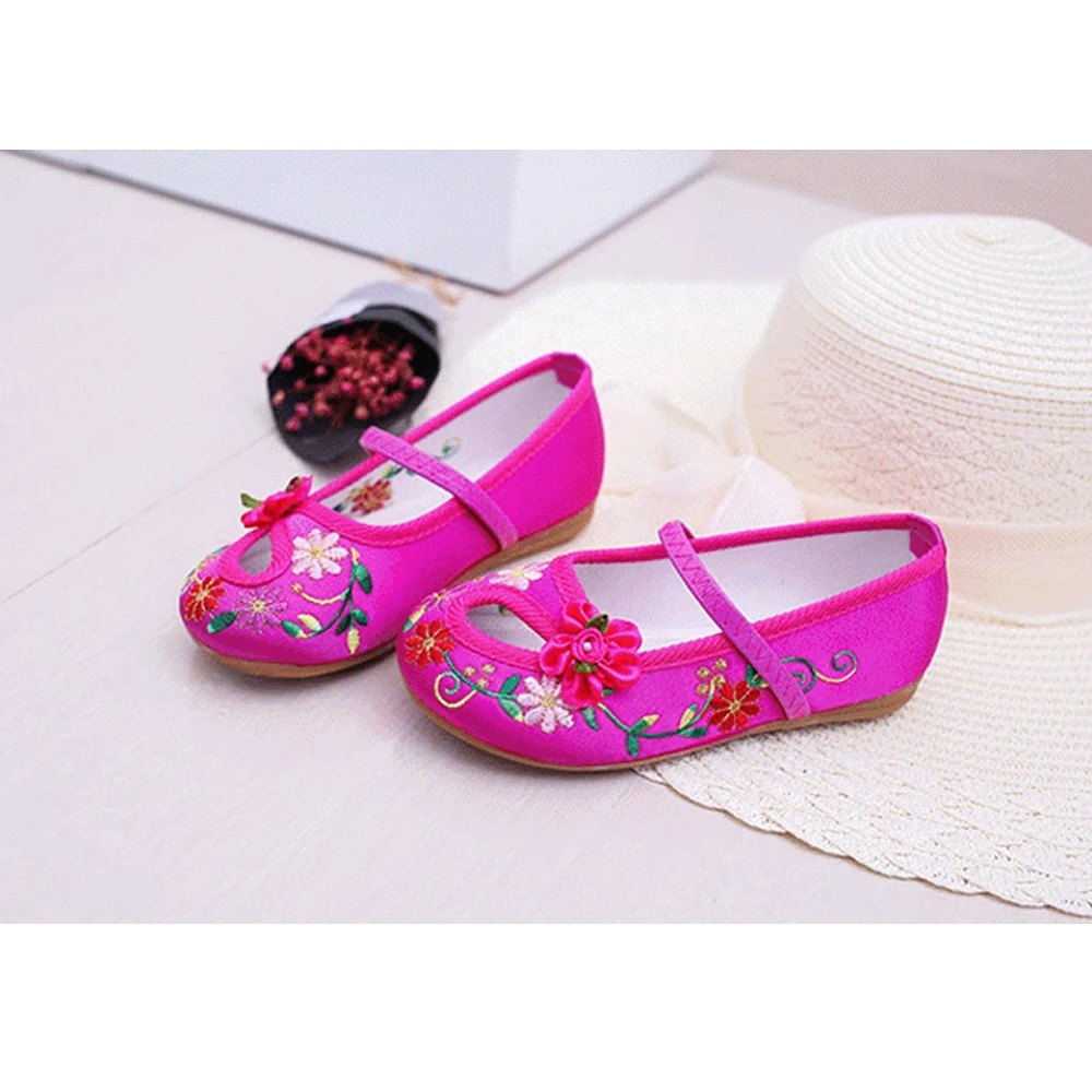 LZH Traditional Style Flats Ethnic Dance Vintage Hanfu Soft Shoes Children For Chinese Girl Embroidered Floral Cloth Shoes - Image 4