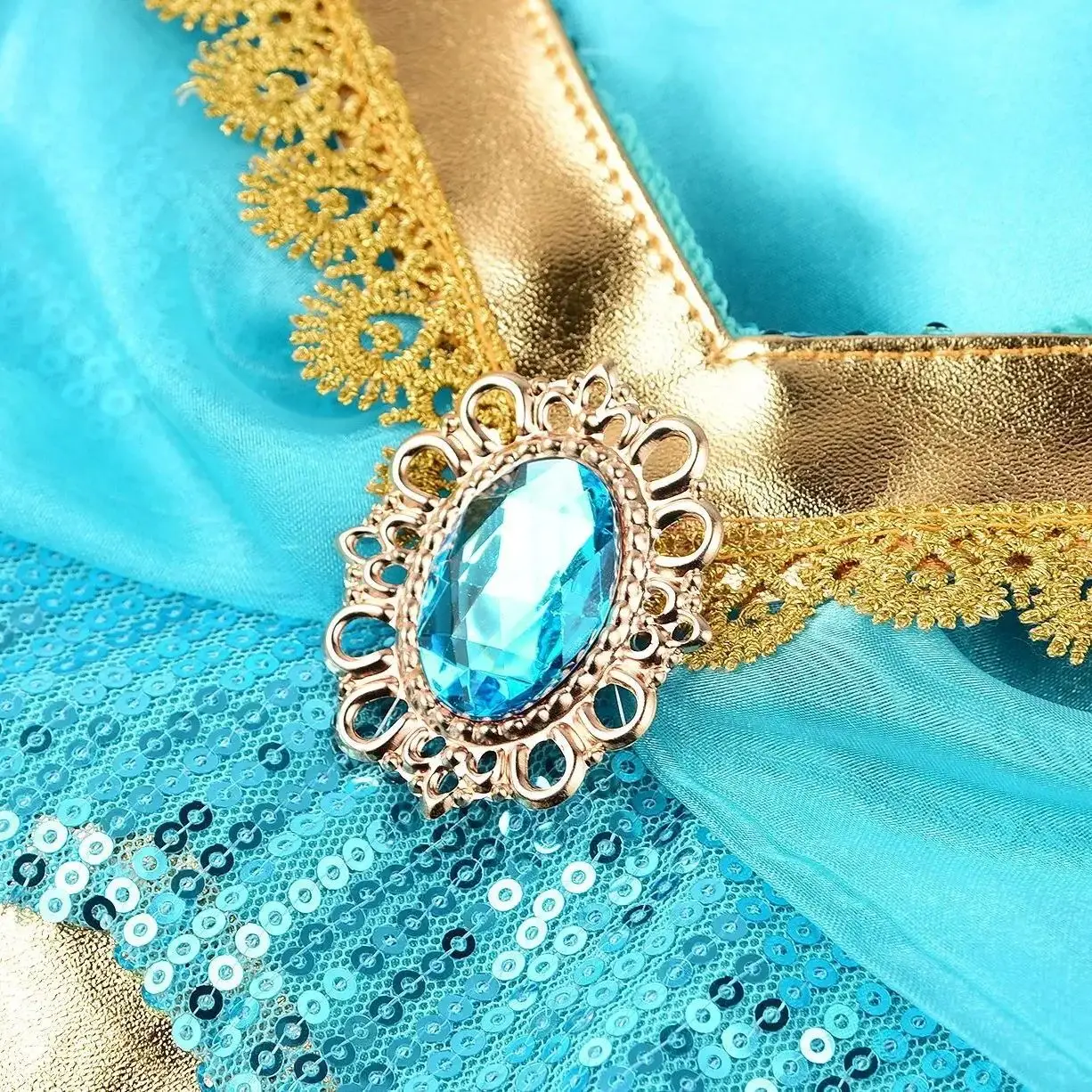 Kids Arabian Sequins Princess Dress Girls Halloween Jasmine Costume For Children Carnival Cosplay Party Disguise Fancy Outfits - Image 3