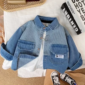 New Summer Spring Children Denim Blouse Toddler Baby Boys Clothes Autumn Long Sleeve Shirt Kids Casual Cardigan Outwear Coat
