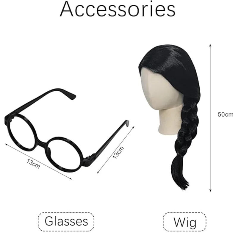 Movie Wicked Witch Cosplay Costume Black Deluxe Dress With Wigs Glasses For Adults Halloween Party Dress Up Parent-Child Outfits - Image 5