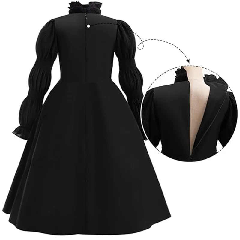 Movie Wicked Witch Cosplay Costume Black Deluxe Dress With Wigs Glasses For Adults Halloween Party Dress Up Parent-Child Outfits - Image 2