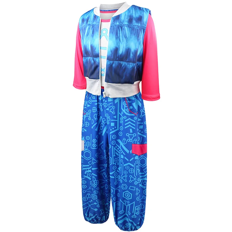 Girls Addison Cheerleader Cosplay Costume Long Sleeve Tops Pants With Blue Vest For Kids Zombies Themed Party Halloween Outfit - Image 3